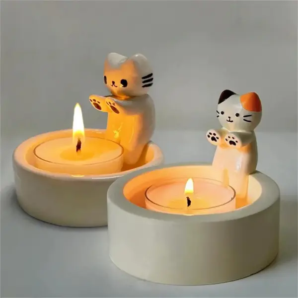 Cartoon Kitten Candle Holder Home Desktop Decorative - Image 2